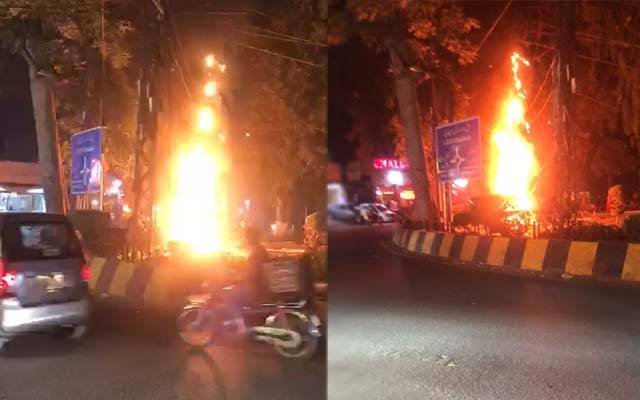 لاہور کے علاقے سمن آباد میں بجلی کی تاروں میں آتشزدگی کا واقعہ